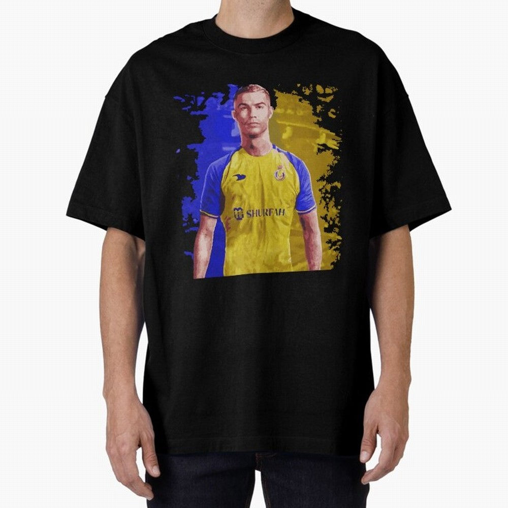Ronaldo CR7 al nassr Oversized T-Shirt Celebrate Classic Football Spirit in Global Football Passion for FIFA World Cup 2026 Group Stage, Highlighting Messi, Neymar and Mbappe, Argentina, Vintage Soccer Flavor, Modern Football Stars, National Flags