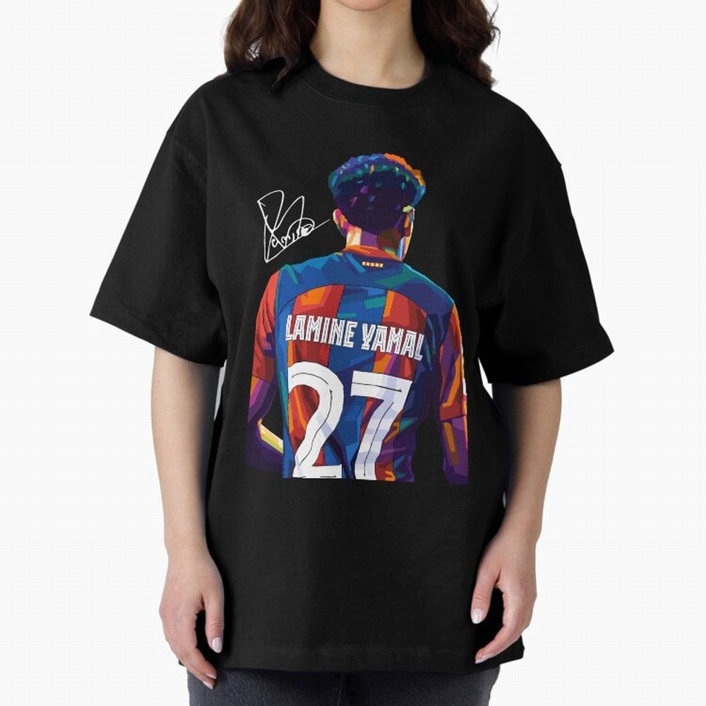 Lamine Yamal Football Player Wpap Art Oversized T-Shirt Support the Legends of FIFA World Cup 2026 USA Canada Mexico Highlighting Haaland and Mbappe, England and Germany Energy, Football History, Final Match Energy, Crowd Noise and Once in a