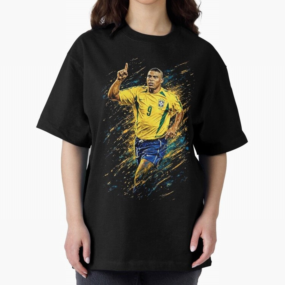 R9 Ronaldo Football Legend Oversized T-Shirt Celebrate Golden Goal Energy in Global Football Passion for FIFA World Cup 2026, Highlighting Mbappe, Spain and Netherlands, Retro Football Energy, Iconic Rivalries, Trophy Chase Drama and Stadium