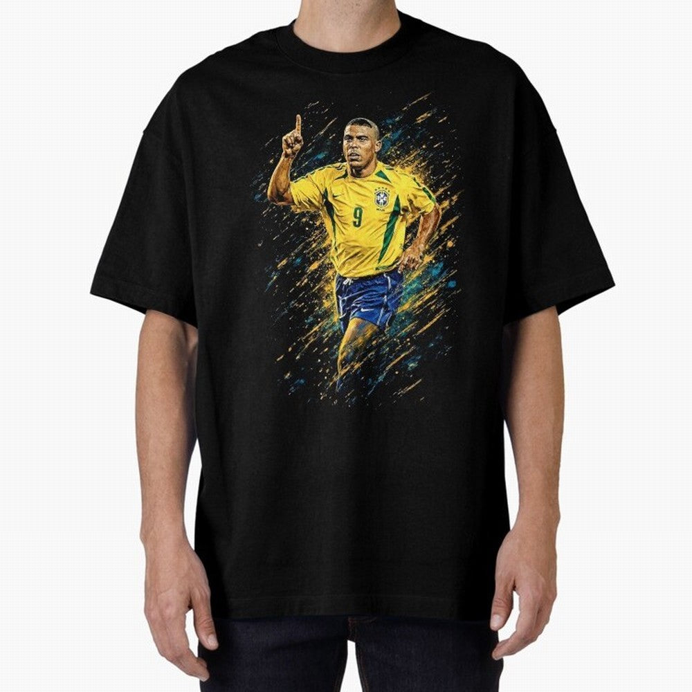 R9 Ronaldo Football Legend Oversized T-Shirt Celebrate Golden Goal Energy in Global Football Passion for FIFA World Cup 2026, Highlighting Mbappe, Spain and Netherlands, Retro Football Energy, Iconic Rivalries, Trophy Chase Drama and Stadium