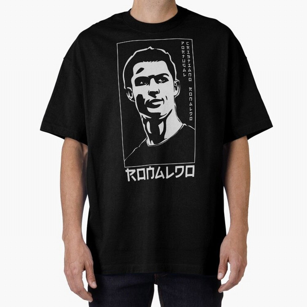 Ronaldo Japanese Style Portrait art illustration Oversized T-Shirt Feel the Roar of Match Day Hype around FIFA World Cup 2026, Messi and Cristiano Ronaldo, France and Portugal, Retro Football Energy, Iconic Rivalries, Trophy Chase Drama and Stadium