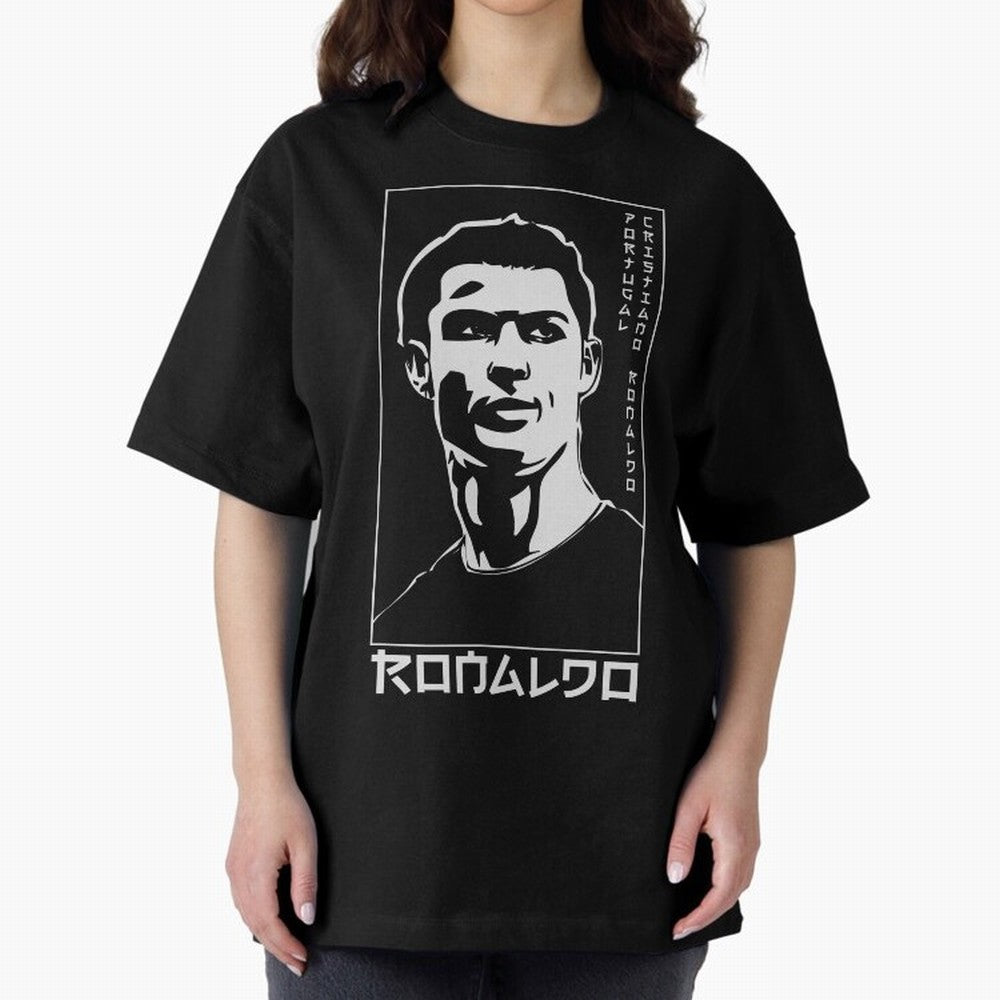Ronaldo Japanese Style Portrait art illustration Oversized T-Shirt Feel the Roar of Match Day Hype around FIFA World Cup 2026, Messi and Cristiano Ronaldo, France and Portugal, Retro Football Energy, Iconic Rivalries, Trophy Chase Drama and Stadium