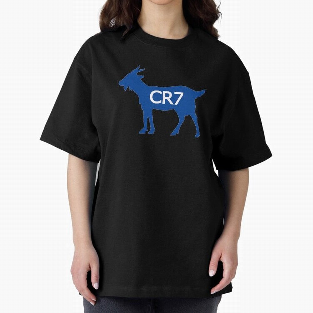 CR7 GOAT Blue Oversized T-Shirt Celebrate the Road through the FIFA World Cup 2026 USA Canada Mexico Journey through Cristiano Ronaldo Highlights, France Pride, Worldwide Fan Energy, Dramatic Goals, Stadium Lights and Championship Celebrations;