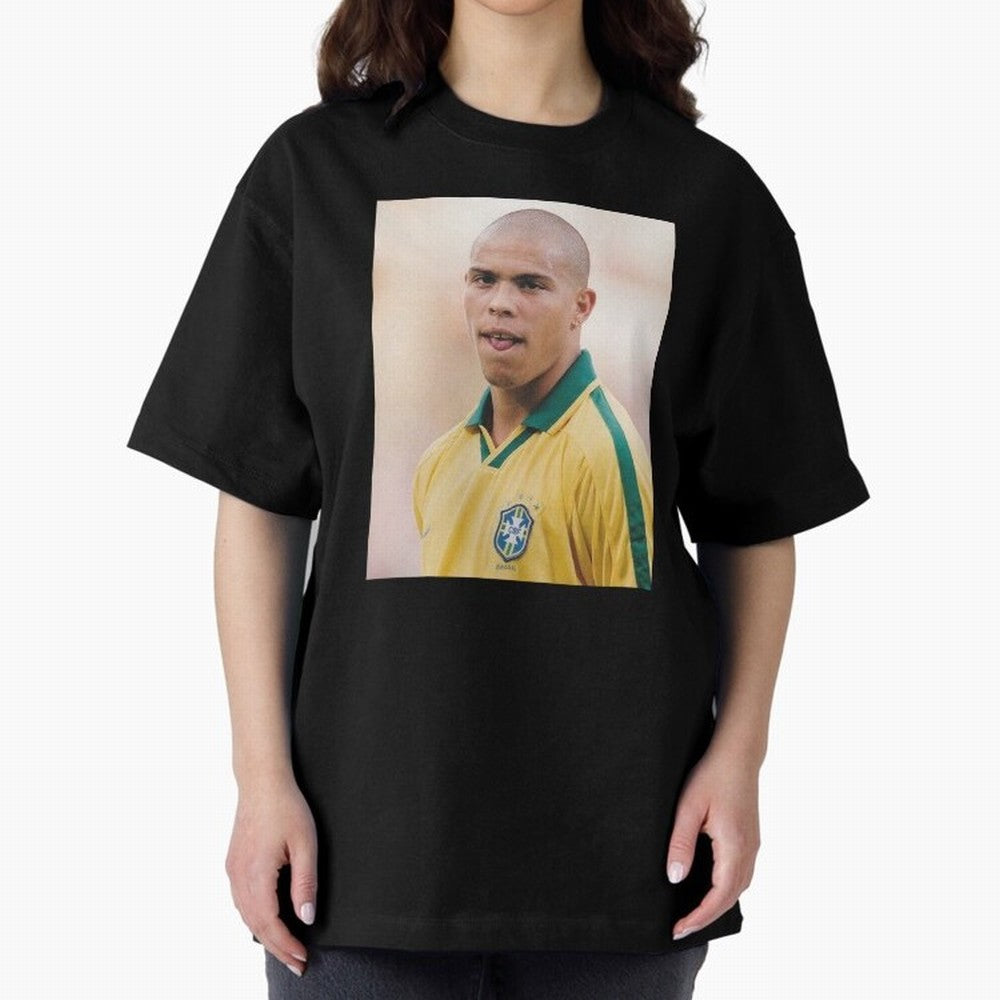 Art Ronaldo Luis Nazario de Lima Oversized T-Shirt Show Fan Pride Across FIFA World Cup 2026 for Fans of Haaland and Mbappe and England and Germany, Bringing Worldwide Fan Energy, Dramatic Goals, Stadium Lights and Championship Celebrations;
