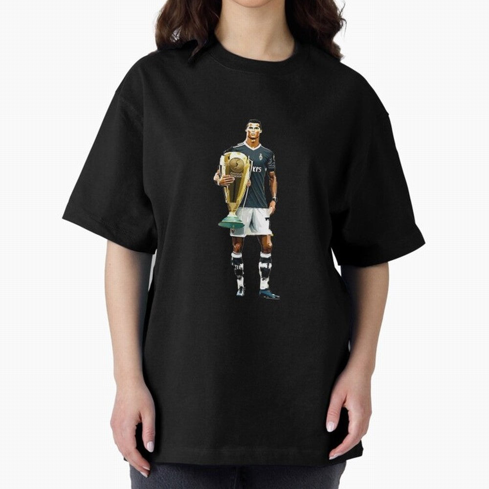Cristiano Ronaldo CR7 Game Time Pixel Artwork Futbol Soccer Oversized T-Shirt Celebrate Soccer Greatness during the FIFA World Cup 2026 Group Stage Journey through Mbappe and Neymar Highlights, Brazil, Portugal and Argentina Pride, Classic Soccer