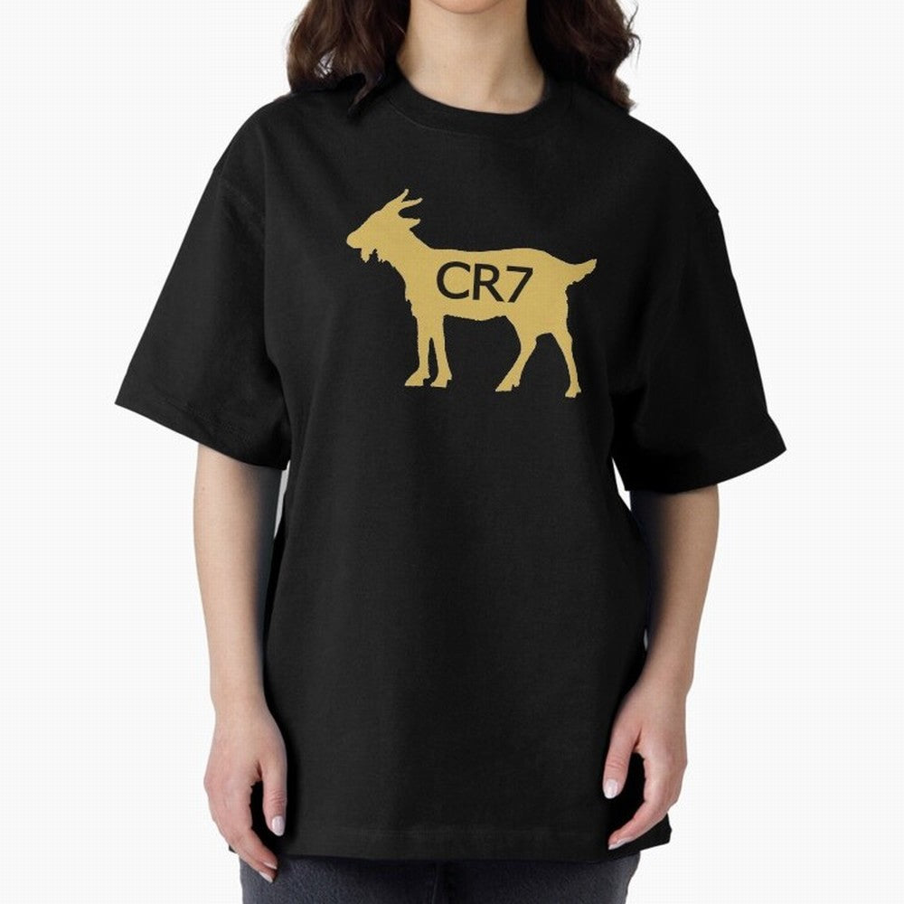 CR7 GOAT Gold Oversized T-Shirt Embrace FIFA World Cup 2026 with Mbappe and Neymar, Spain Energy, Sports Nostalgia, International Competition, Famous Players and Unforgettable Victories; Made for Collectors Who Enjoy Iconic Players, Country Pride,