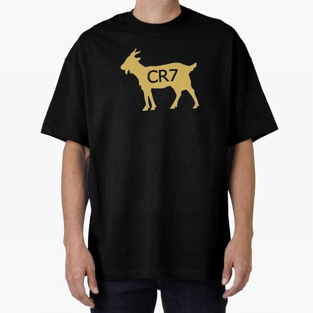 CR7 GOAT Gold Oversized T-Shirt Embrace FIFA World Cup 2026 with Mbappe and Neymar, Spain Energy, Sports Nostalgia, International Competition, Famous Players and Unforgettable Victories; Made for Collectors Who Enjoy Iconic Players, Country Pride,