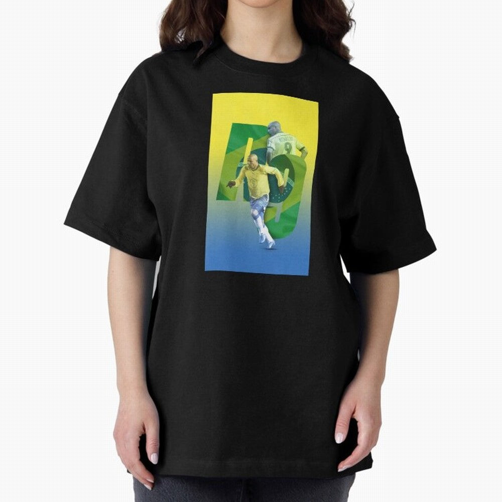 Ronaldo Luis Nazario de Lima Illustration Oversized T-Shirt Celebrate Fan Favorites in Global Football Passion for FIFA World Cup 2026, Celebrating Mbappe, England, France and Netherlands, Goal Celebration Energy, Supporter Heritage, Football Icons
