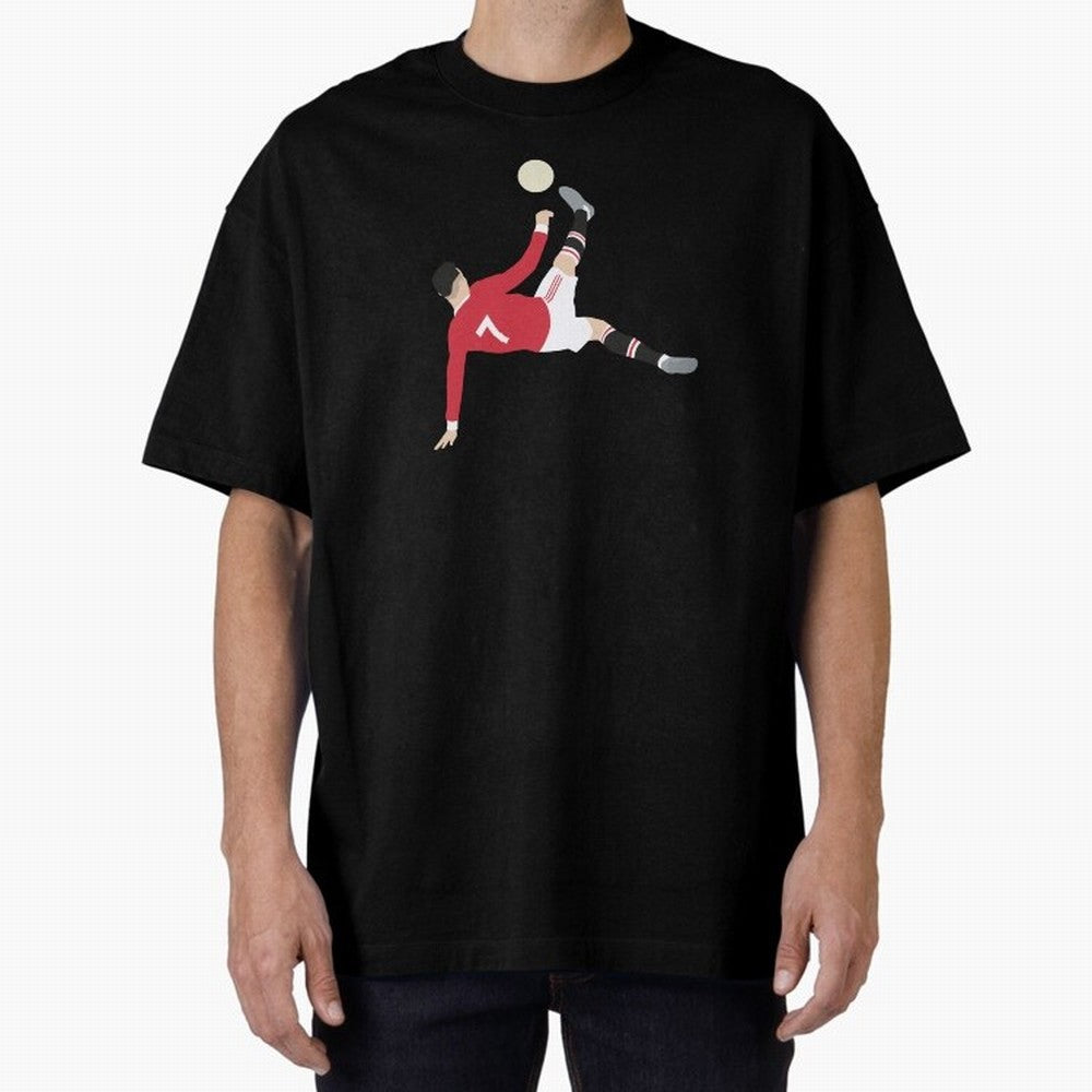 Cristiano Ronaldo Bicycle Kick MUFC Oversized T-Shirt Celebrate Football Heritage in FIFA World Cup 2026 Group Stage Spirit, Filled with Brazil, Haaland and Mbappe, Match Day Excitement, Supporter Culture, Golden Goals and Global Football Passion;