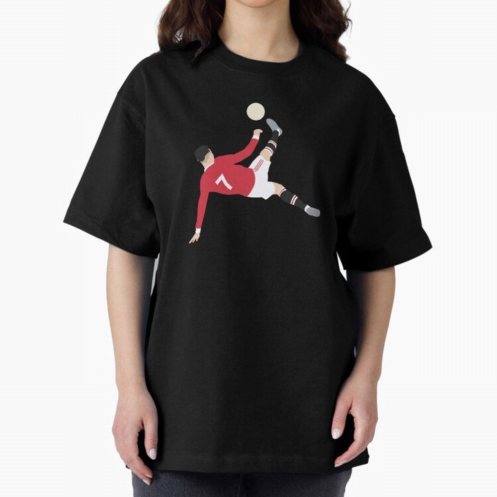 Cristiano Ronaldo Bicycle Kick MUFC Oversized T-Shirt Celebrate Football Heritage in FIFA World Cup 2026 Group Stage Spirit, Filled with Brazil, Haaland and Mbappe, Match Day Excitement, Supporter Culture, Golden Goals and Global Football Passion;