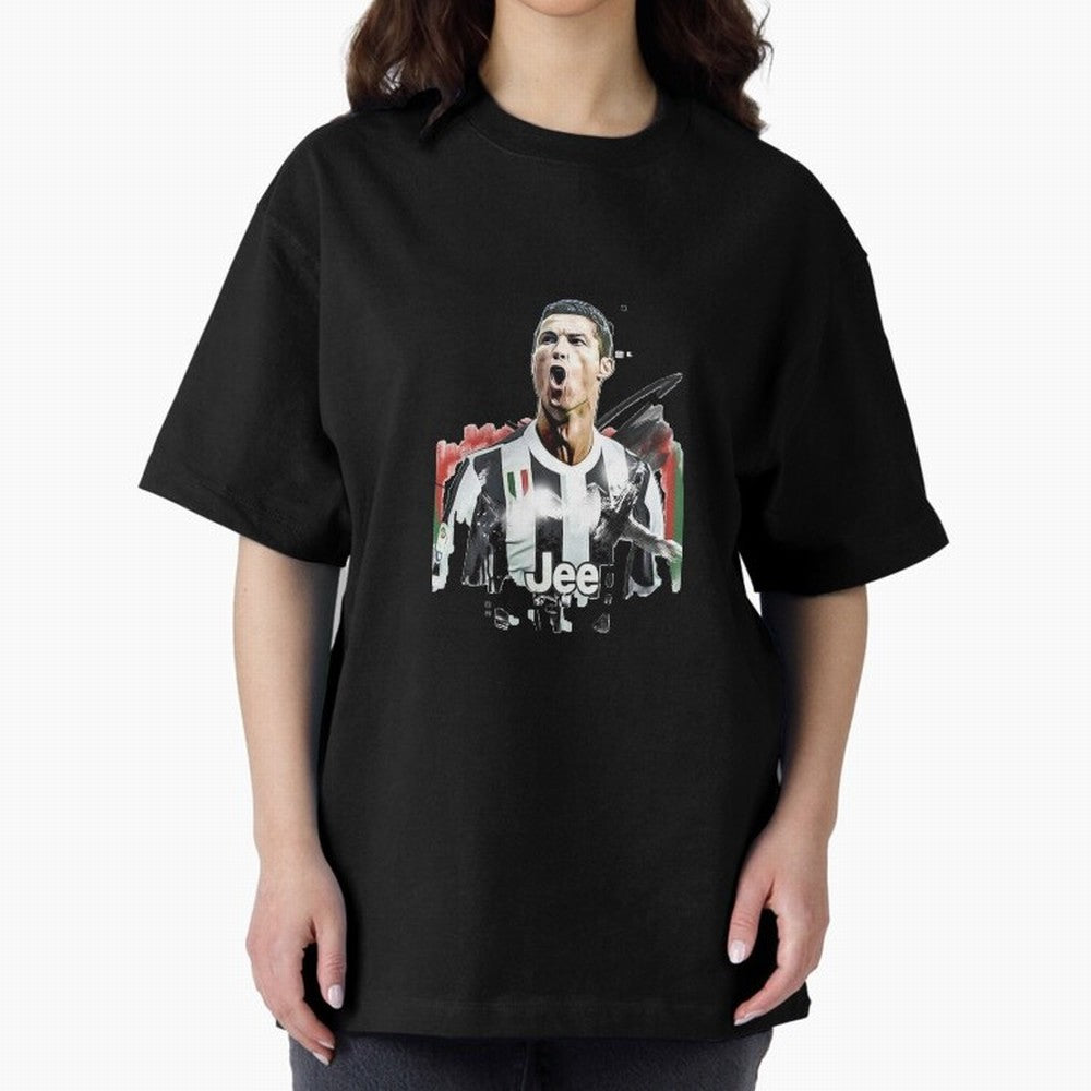 Ronaldo Oversized T-Shirt Capture the FIFA World Cup 2026 Group Stage Journey through Mbappe and Neymar Highlights, France and Portugal Pride, Vintage Soccer Flavor, Modern Football Stars, National Flags and Final Night Emotion; Ideal for Fans Who