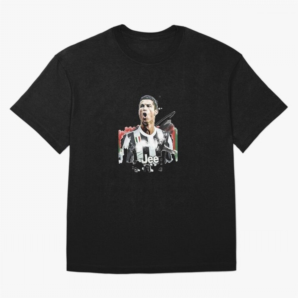 Ronaldo Oversized T-Shirt Capture the FIFA World Cup 2026 Group Stage Journey through Mbappe and Neymar Highlights, France and Portugal Pride, Vintage Soccer Flavor, Modern Football Stars, National Flags and Final Night Emotion; Ideal for Fans Who