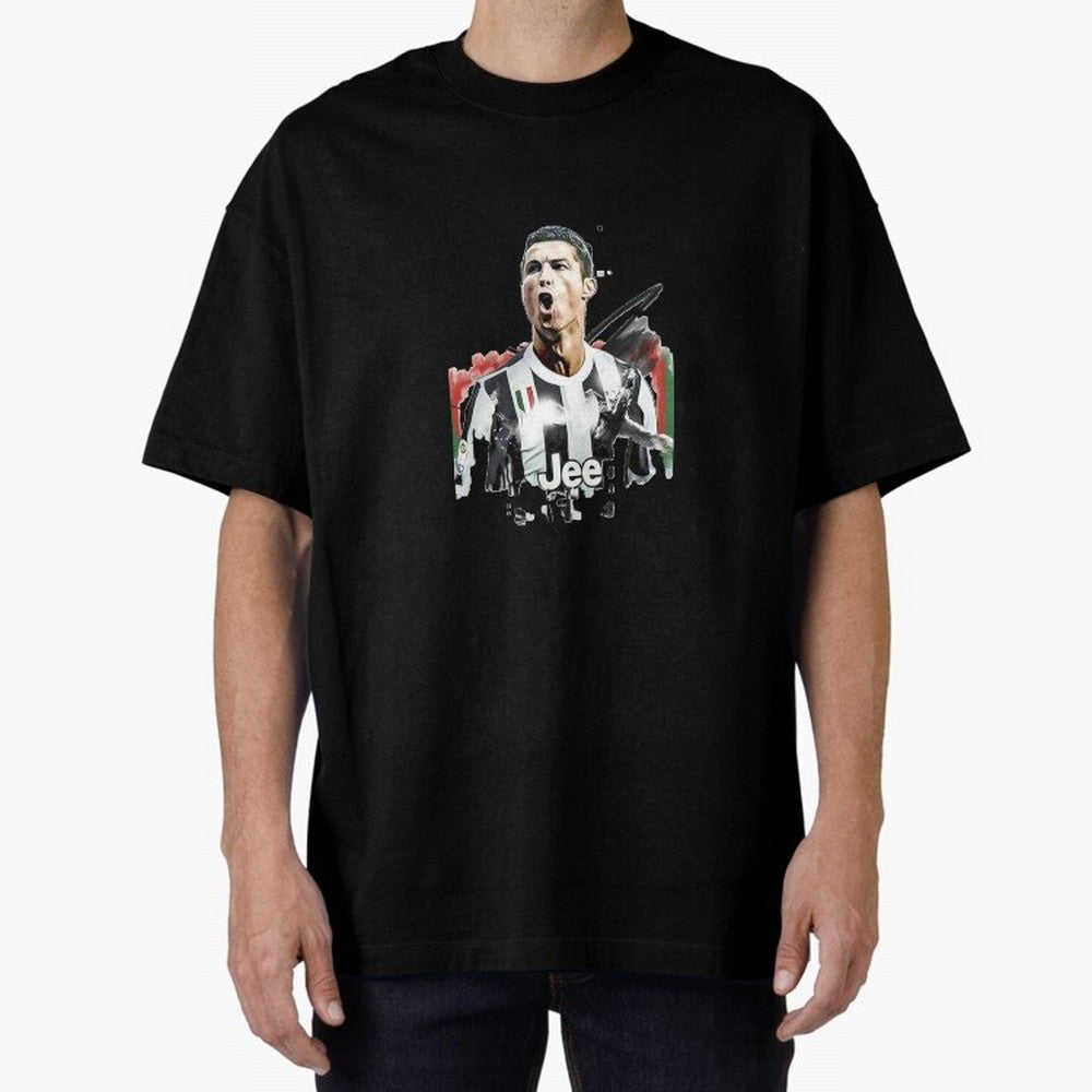 Ronaldo Oversized T-Shirt Capture the FIFA World Cup 2026 Group Stage Journey through Mbappe and Neymar Highlights, France and Portugal Pride, Vintage Soccer Flavor, Modern Football Stars, National Flags and Final Night Emotion; Ideal for Fans Who