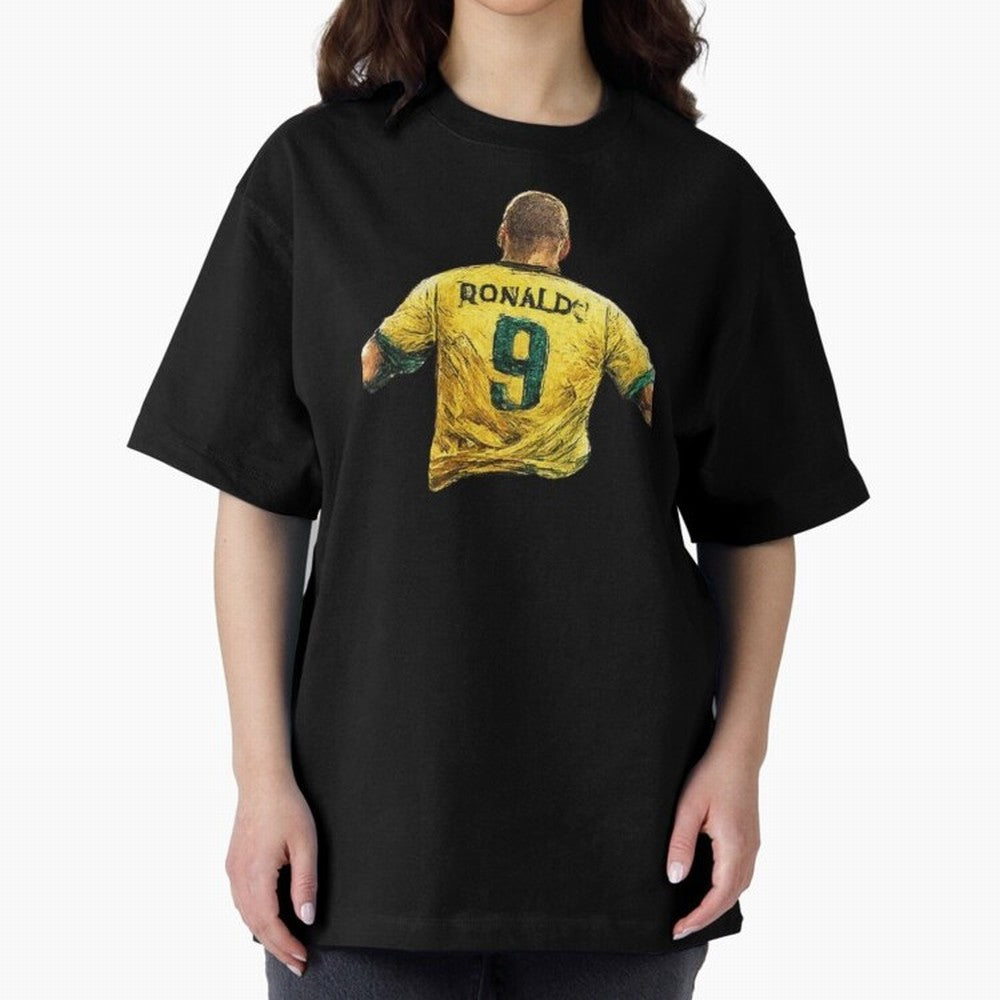 Brazilian Football Legend No.9 Vintage Streetwear Design Oversized T-Shirt Embrace FIFA World Cup 2026 Featuring Messi, CR7 and Mbappe, England and Germany Energy, Championship Spirit, Famous Goals, Roaring Crowds and International Football Unity;