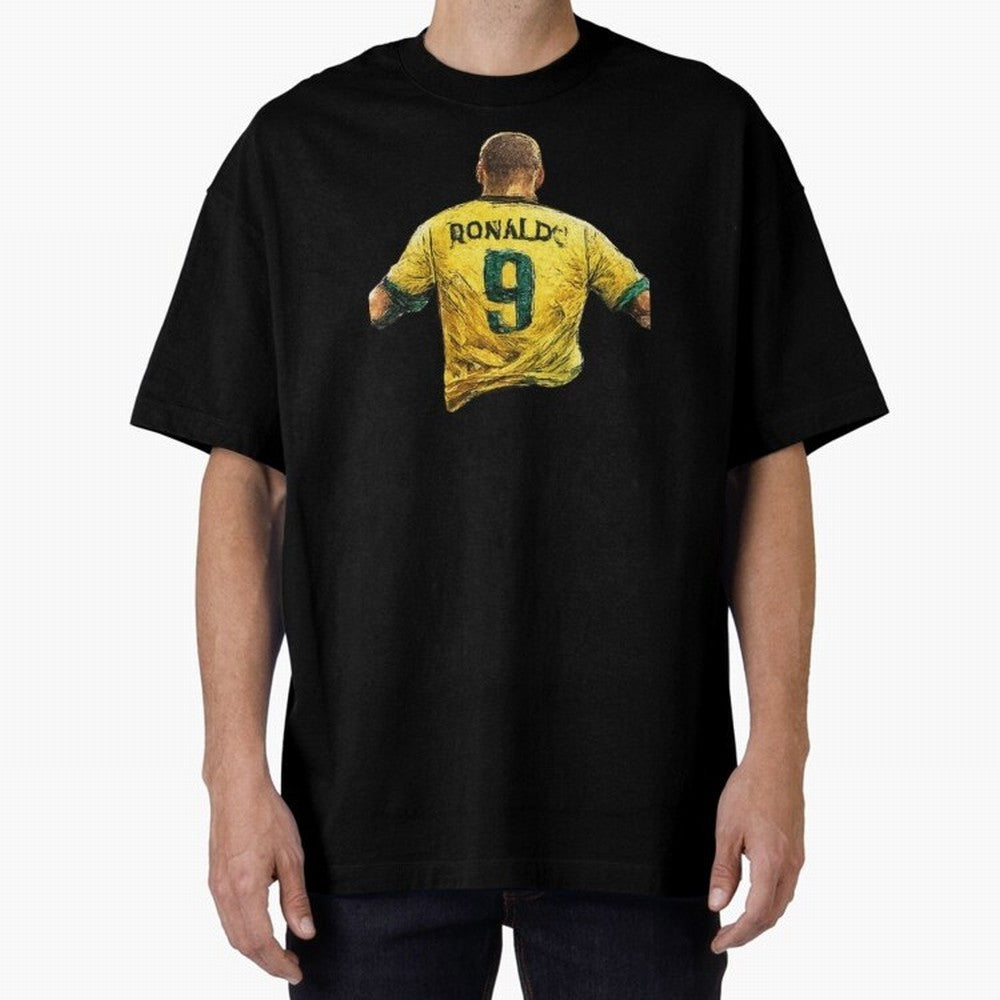 Brazilian Football Legend No.9 Vintage Streetwear Design Oversized T-Shirt Embrace FIFA World Cup 2026 Featuring Messi, CR7 and Mbappe, England and Germany Energy, Championship Spirit, Famous Goals, Roaring Crowds and International Football Unity;