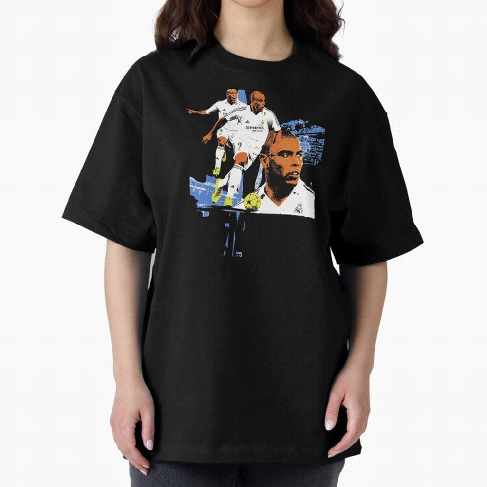 RonaldoO Fen?meno Vintage Football Bootleg Oversized T-Shirt Capture FIFA World Cup 2026 USA Canada Mexico Spirit, Featuring Brazil, Cristiano Ronaldo, Haaland and CR7, Championship Spirit, Famous Goals, Roaring Crowds and International Football