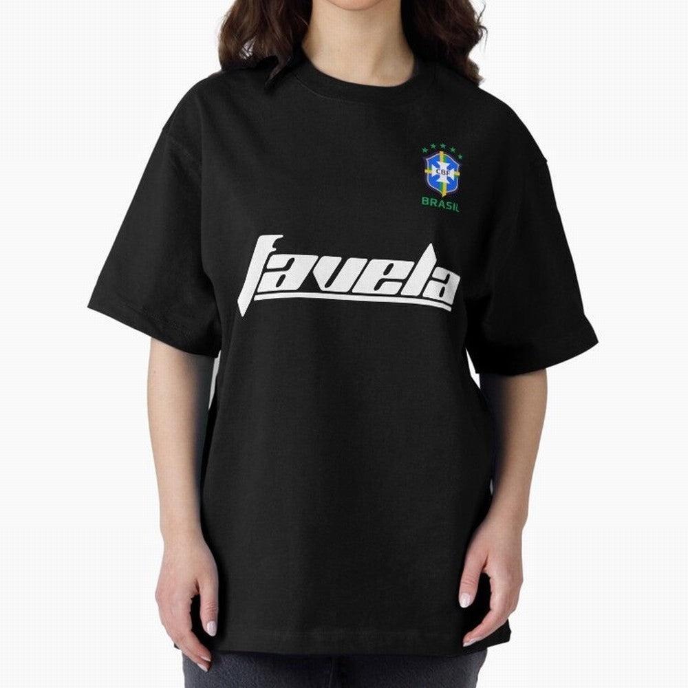 Brasil CBF WorldCup Favela Oversized T-Shirt Stand with FIFA World Cup 2026 USA Canada Mexico Spirit, Connected to France and Portugal, Messi, Neymar and Mbappe, Vintage Soccer Flavor, Modern Football Stars, National Flags and Final Night Emotion;