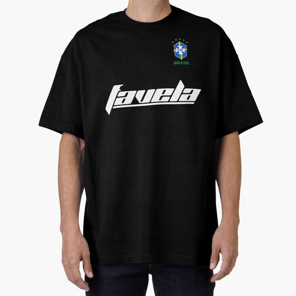 Brasil CBF WorldCup Favela Oversized T-Shirt Stand with FIFA World Cup 2026 USA Canada Mexico Spirit, Connected to France and Portugal, Messi, Neymar and Mbappe, Vintage Soccer Flavor, Modern Football Stars, National Flags and Final Night Emotion;