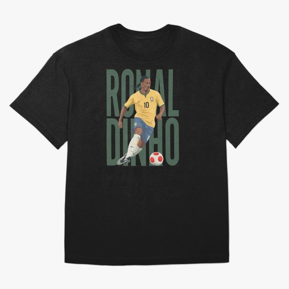 Ronaldinho Gaucho in action Minimalist Graphic Oversized T-Shirt Follow the Road to FIFA World Cup 2026 Group Stage for Fans of Mbappe and Portugal, Spain and Germany, Bringing Worldwide Fan Energy, Dramatic Goals, Stadium Lights and Championship