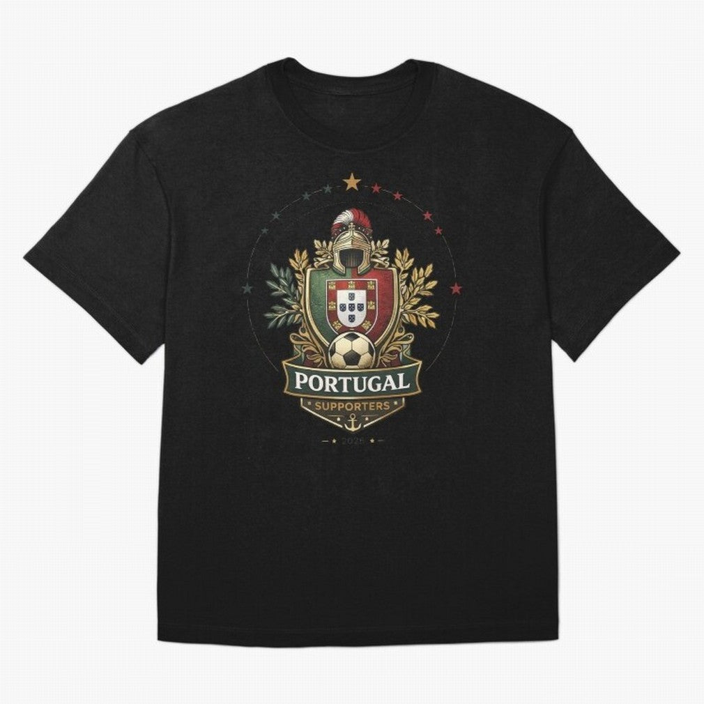 Portugal 2026 Football Crest ¨C Portuguese Soccer Supporters Pride Design Oversized T-Shirt Make Memories around Global Football Passion for FIFA World Cup 2026 Group Stage, Filled with Messi, Neymar and Mbappe, Brazil, Worldwide Fan Energy,