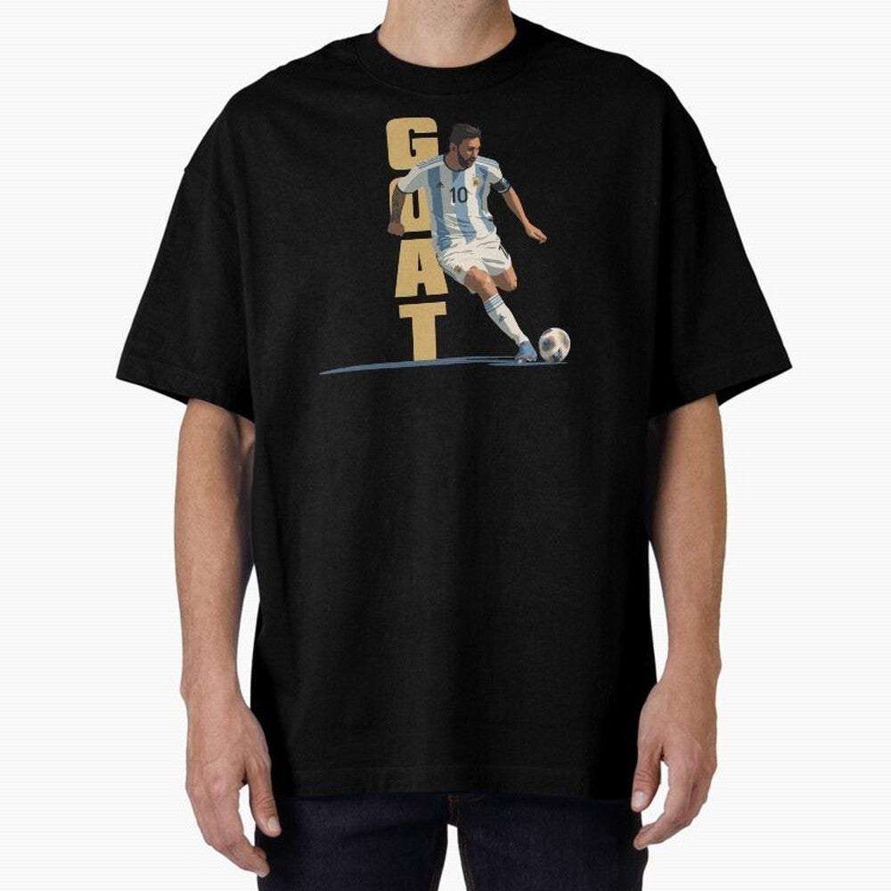 Messi in action GOAT Minimalist Graphic Oversized T-Shirt Bring Home Match Day Hype around FIFA World Cup 2026 USA Canada Mexico, Cristiano Ronaldo, Haaland and CR7, Brazil, Retro Football Energy, Iconic Rivalries, Trophy Chase Drama and Stadium