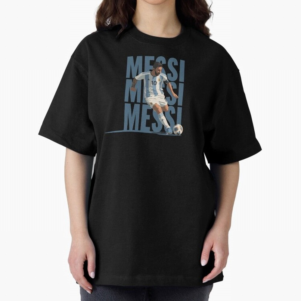 Messi in action Minimalist Graphic Oversized T-Shirt Carry National Pride through FIFA World Cup 2026 USA Canada Mexico Inspired by Haaland, Argentina, France and Brazil Energy, Retro Football Energy, Iconic Rivalries, Trophy Chase Drama and