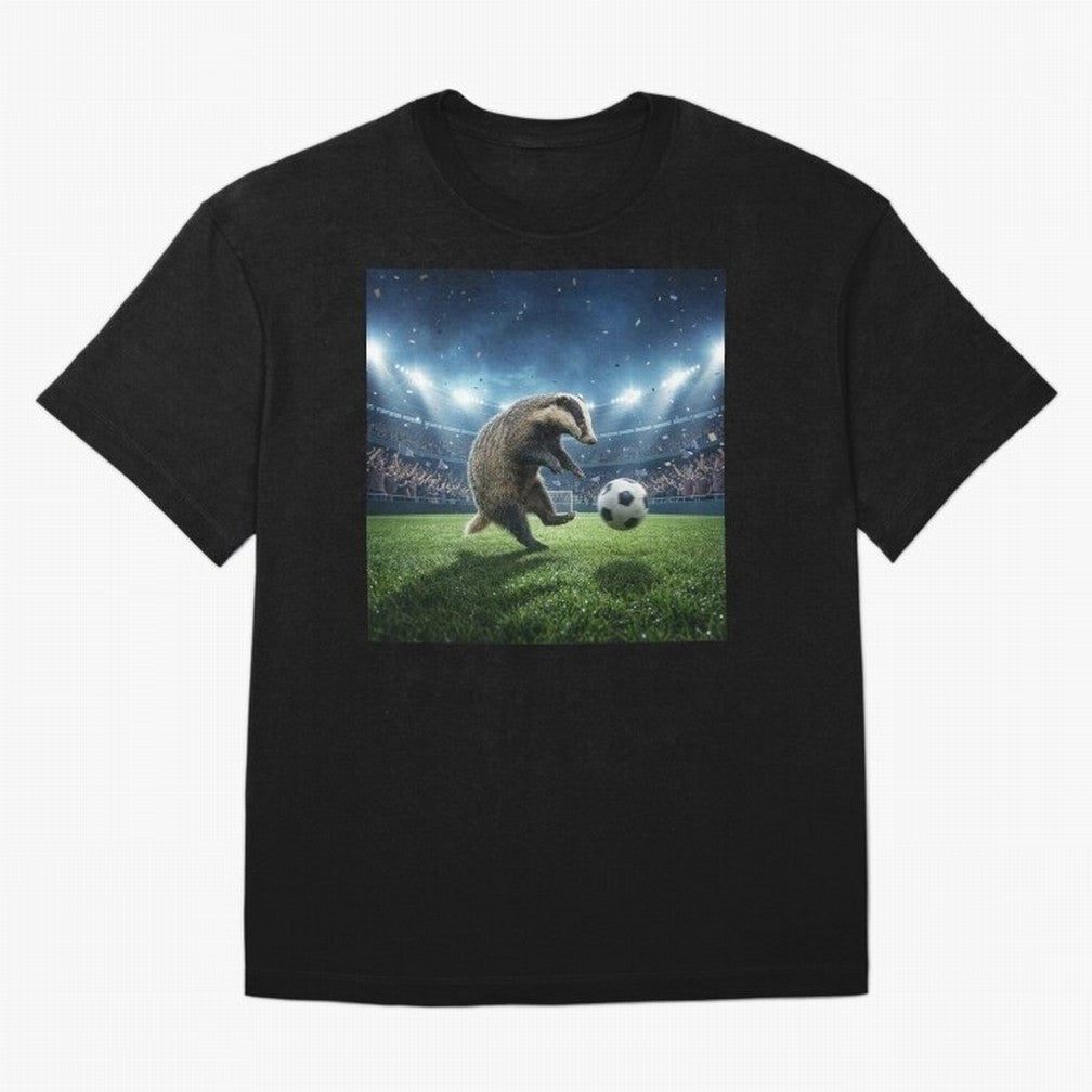 Dynamic Badger Plays Soccer Like Ronaldo Oversized T-Shirt Spotlight FIFA World Cup 2026 USA Canada Mexico Spirit, Capturing France, Neymar, Championship Spirit, Famous Goals, Roaring Crowds and International Football Unity; Built for Supporters
