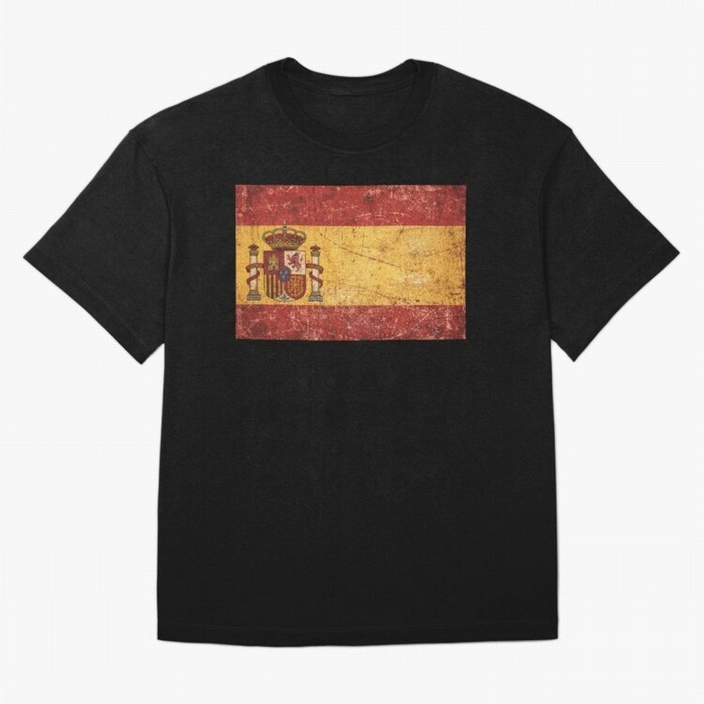 Vintage Distressed Spanish Flag Oversized T-Shirt Share FIFA World Cup 2026 Group Stage Built around Haaland, Portugal Energy, Football Festival Excitement, Trophy Ambitions, Country Rivalries and Star Player Buzz; Perfect for People Who Love