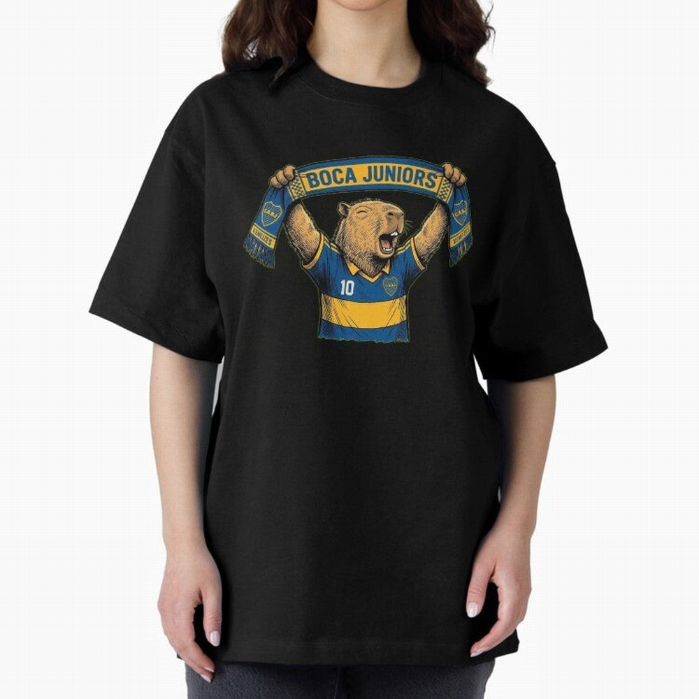 Capybara Boca Juniors Fan ¨C Funny Soccer Sticker Oversized T-Shirt Bring International Match Energy to the FIFA World Cup 2026 USA Canada Mexico Journey through Messi Highlights, Brazil Pride, Soccer Culture, Superstar Moments, National Team