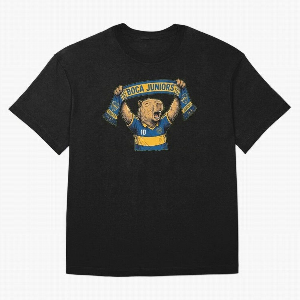 Capybara Boca Juniors Fan ¨C Funny Soccer Sticker Oversized T-Shirt Bring International Match Energy to the FIFA World Cup 2026 USA Canada Mexico Journey through Messi Highlights, Brazil Pride, Soccer Culture, Superstar Moments, National Team