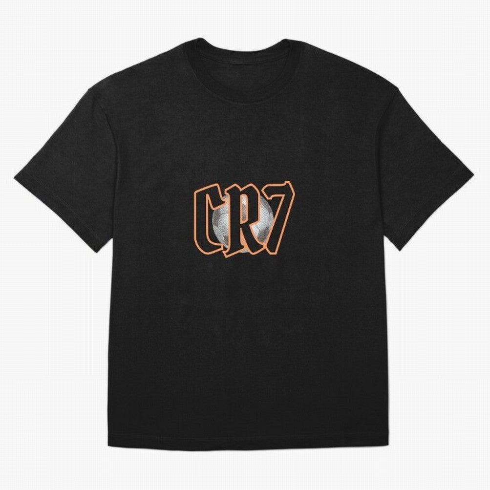 CR7 BLACK Oversized T-Shirt Celebrate Unforgettable Nights in FIFA World Cup 2026 USA Canada Mexico for Fans of Neymar and France and Portugal, Bringing Sports Nostalgia, International Competition, Famous Players and Unforgettable Victories;
