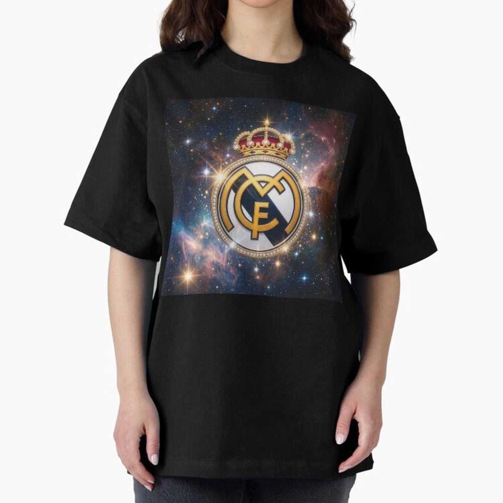 The Real Madrid Galaxy Oversized T-Shirt Stand Out with Spirit from FIFA World Cup 2026 USA Canada Mexico Spirit, Inspired by Argentina, Neymar, Championship Spirit, Famous Goals, Roaring Crowds and International Football Unity; Perfect for People