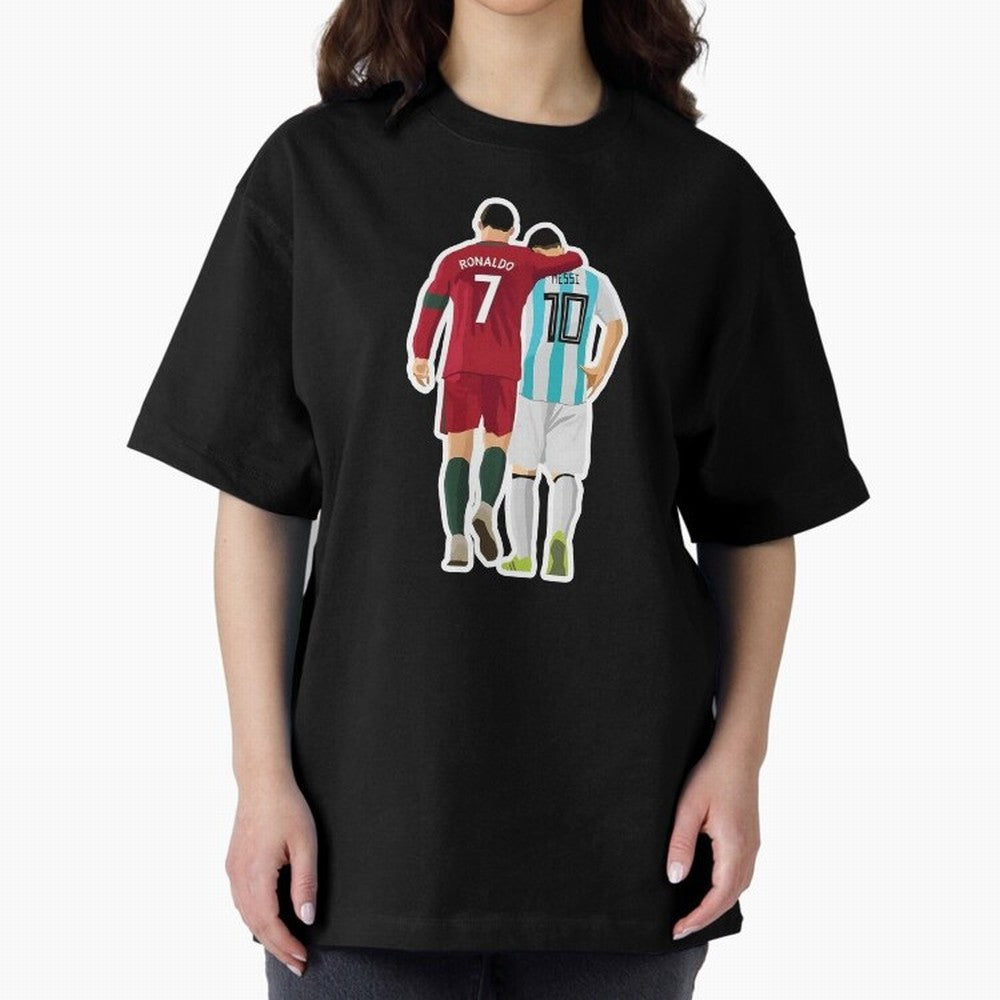Ronaldo & Messi Oversized T-Shirt Honor FIFA World Cup 2026 Group Stage Driven by Messi and Cristiano Ronaldo, England Energy, Retro Football Energy, Iconic Rivalries, Trophy Chase Drama and Stadium Atmosphere; Ideal for Fans Who Follow Messi,
