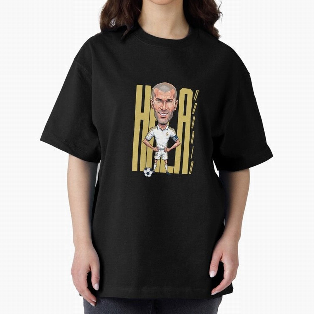 Caricature of Zin¨¦dine Zidane Hala Madrid Oversized T-Shirt Join Global Football Passion for FIFA World Cup 2026 Group Stage, Built around Mbappe, Argentina and Brazil, Retro Football Energy, Iconic Rivalries, Trophy Chase Drama and Stadium