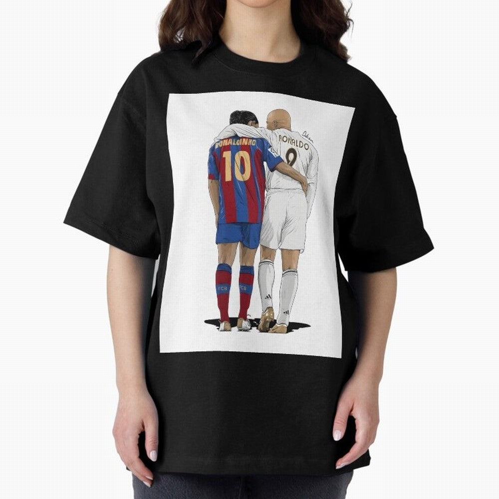 Ronaldinho & Ronaldo R9 Classic Football Legend - La Liga Derby Oversized T-Shirt Build FIFA World Cup 2026 USA Canada Mexico for Fans of Neymar and Netherlands, Bringing Worldwide Fan Energy, Dramatic Goals, Stadium Lights and Championship