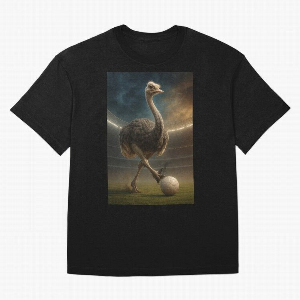 Ostrich Plays Soccer Oversized T-Shirt Step into Global Football Passion for FIFA World Cup 2026 USA Canada Mexico, Highlighting Cristiano Ronaldo, Haaland and CR7, Argentina, France and Brazil, Football History, Final Match Energy, Crowd Noise and