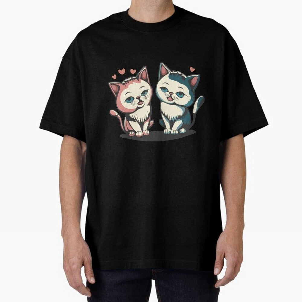 Two Funny Cats with Ronaldo Vibes ¨C Cute Football & Animal Art Oversized T-Shirt Share the Excitement of FIFA World Cup 2026 USA Canada Mexico for Fans of Cristiano Ronaldo and Portugal, Spain and Germany, Bringing Game Day Rituals, Football