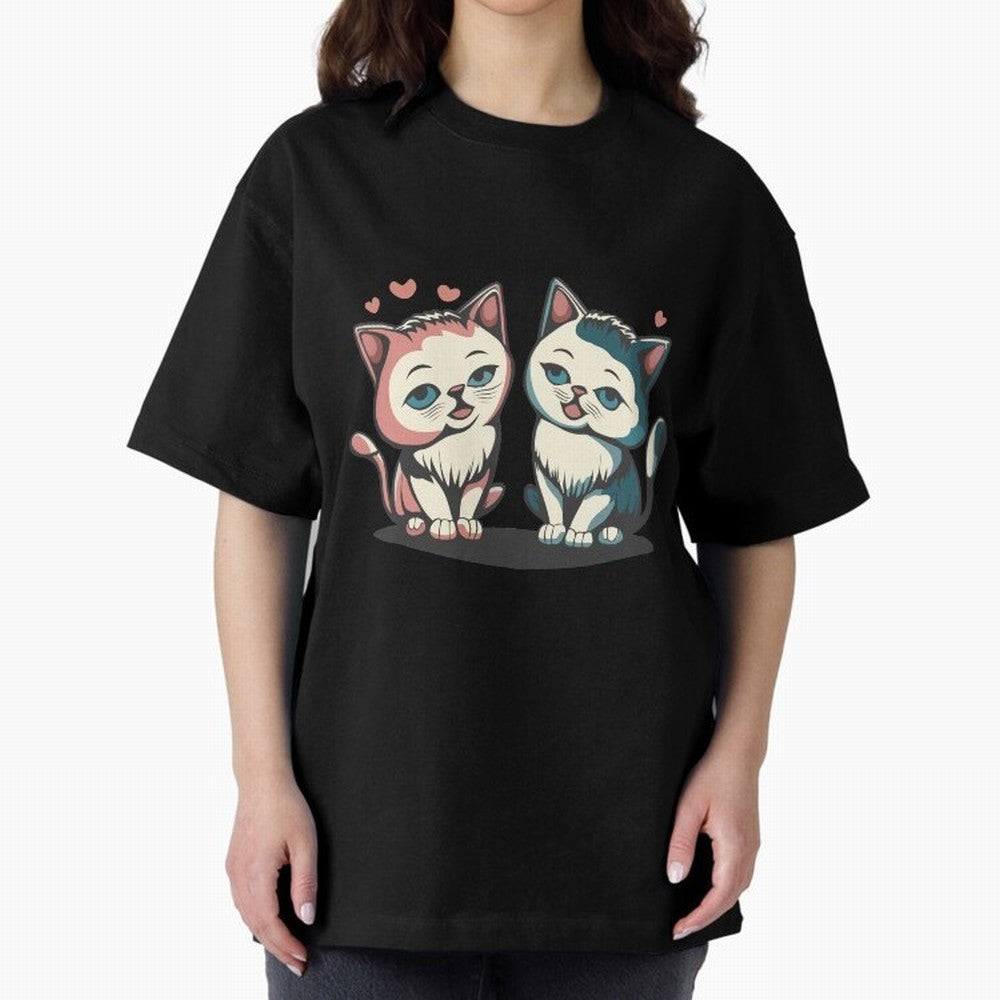 Two Funny Cats with Ronaldo Vibes ¨C Cute Football & Animal Art Oversized T-Shirt Share the Excitement of FIFA World Cup 2026 USA Canada Mexico for Fans of Cristiano Ronaldo and Portugal, Spain and Germany, Bringing Game Day Rituals, Football