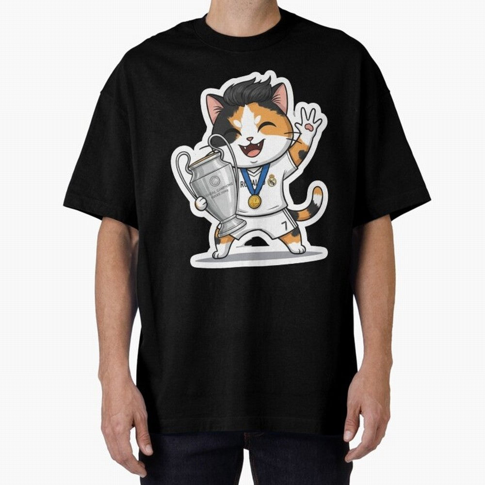 Kitten - Ucl Tittle | Ronaldo Oversized T-Shirt Stand with the FIFA World Cup 2026 USA Canada Mexico Journey through Neymar Highlights, Portugal Pride, Stadium Memories, Football Loyalty, International Chants and Championship Tradition; Ideal for