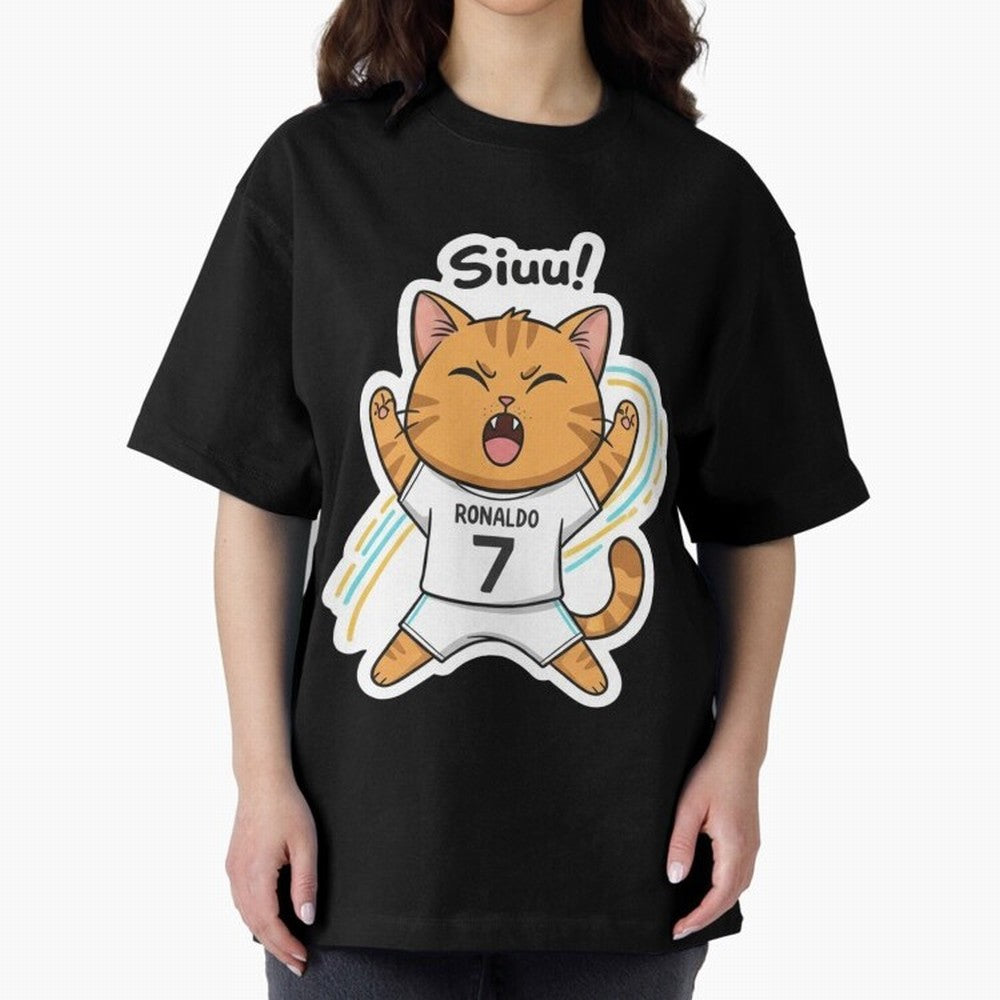 Kitten - Funny Siuuu Celebration Cat Meme | Ronaldo Oversized T-Shirt Keep Football History Alive during FIFA World Cup 2026 Group Stage Built around Mbappe and Neymar, Argentina, France and Brazil Energy, Retro Football Energy, Iconic Rivalries,