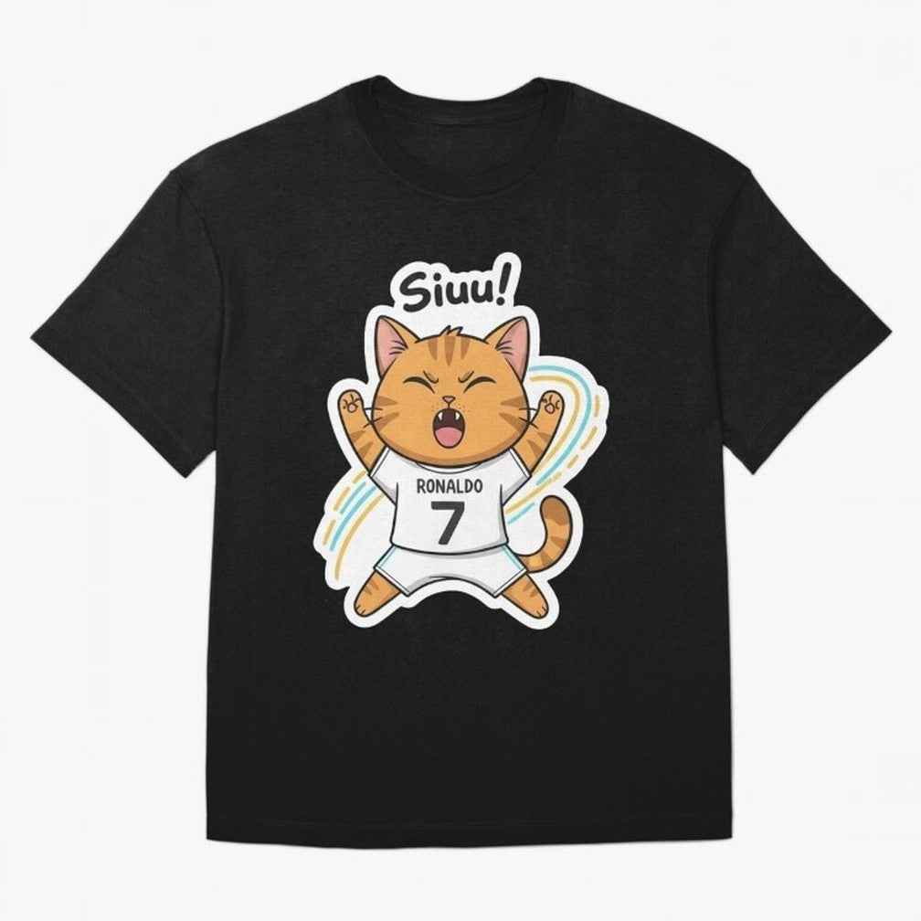Kitten - Funny Siuuu Celebration Cat Meme | Ronaldo Oversized T-Shirt Keep Football History Alive during FIFA World Cup 2026 Group Stage Built around Mbappe and Neymar, Argentina, France and Brazil Energy, Retro Football Energy, Iconic Rivalries,