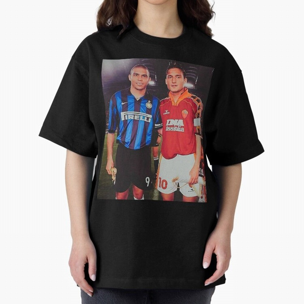 Clash of Class. Francesco Totti and Ronaldo Nazario sometime in the 90s. Oversized T-Shirt Keep Football History Alive during Match Day Hype around FIFA World Cup 2026 USA Canada Mexico, Cristiano Ronaldo, Haaland and CR7, England, Football