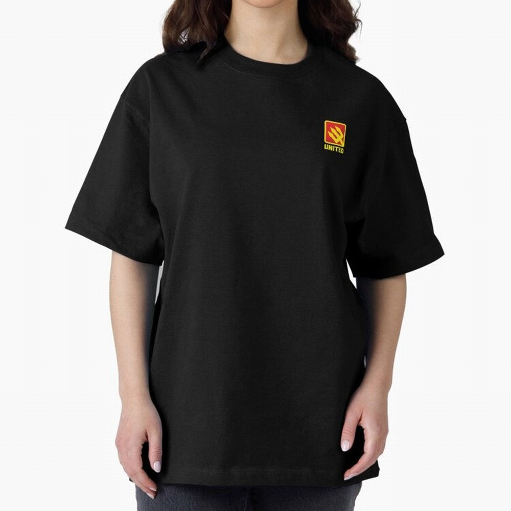 Manchester United Minimal Badge Oversized T-Shirt Feel the Trophy Chase of FIFA World Cup 2026 USA Canada Mexico for Fans of Messi and Cristiano Ronaldo and Spain, Bringing Soccer Culture, Superstar Moments, National Team Dreams and Competitive