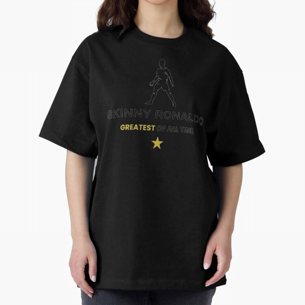Skinny Ronaldo The Greatest Of All Time Black Oversized T-Shirt Celebrate National Team Dreams in Global Football Passion for FIFA World Cup 2026 Group Stage, Capturing CR7, Brazil, Vintage Soccer Flavor, Modern Football Stars, National Flags and