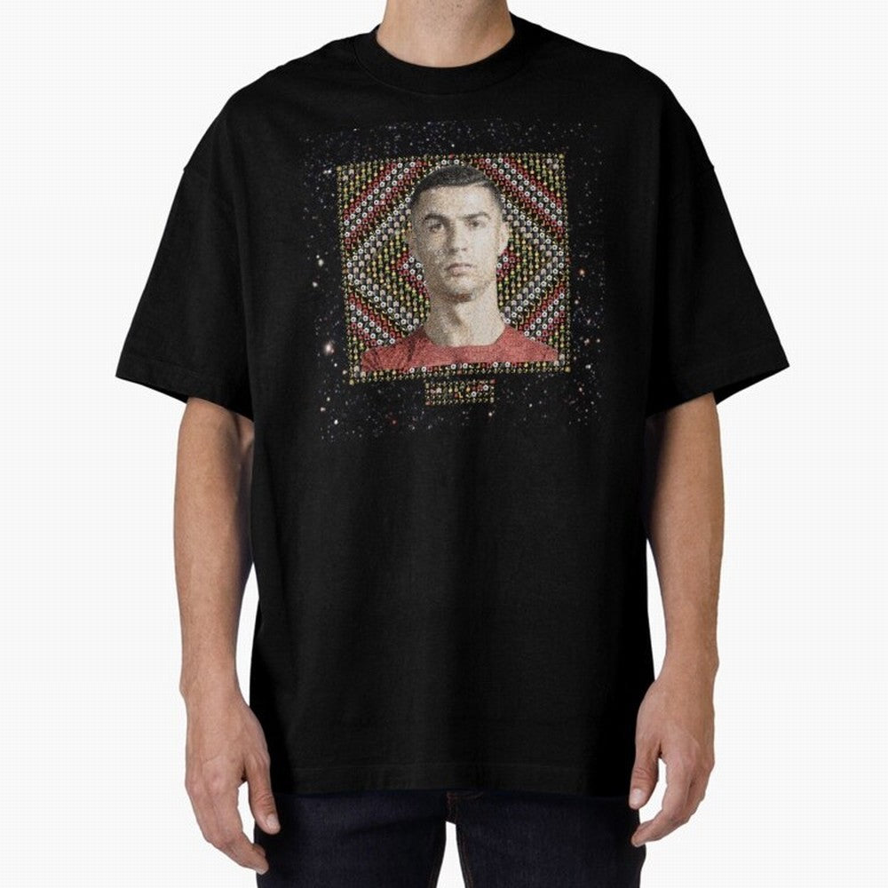 CR7 Emojified ¨C Ronaldo-Inspired Grid Tribute | Visual Power in Emoji Form | Football Legend Art Series Oversized T-Shirt Make Memories around Global Football Passion for FIFA World Cup 2026 Group Stage, Celebrating Messi, CR7 and Mbappe, Spain