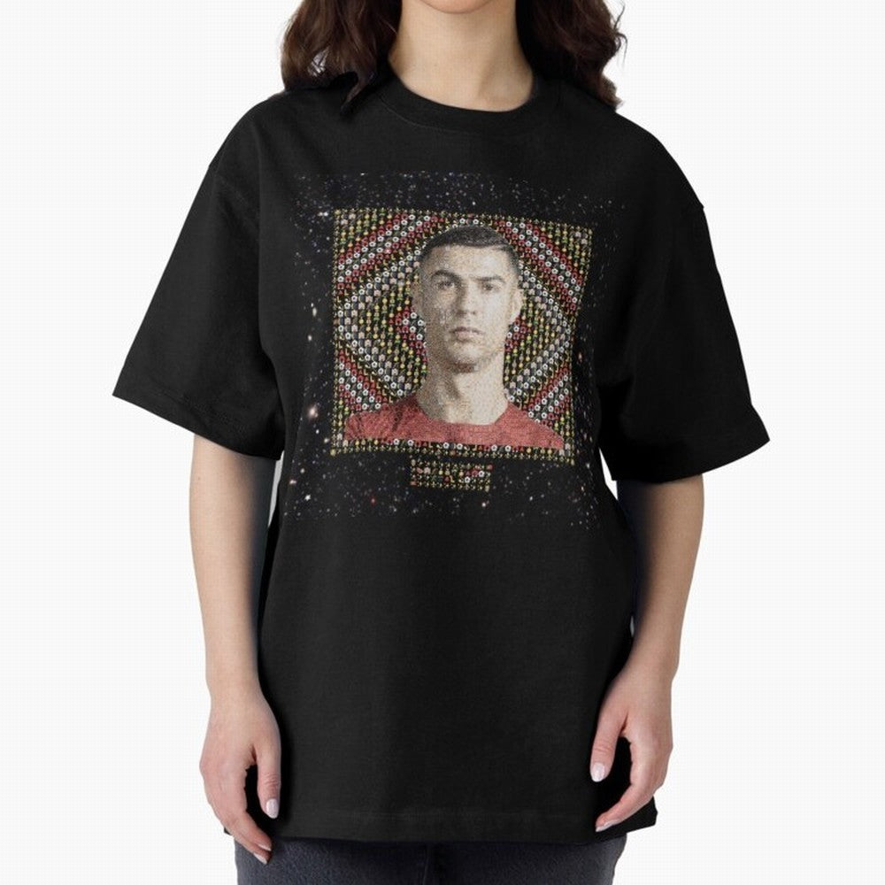 CR7 Emojified ¨C Ronaldo-Inspired Grid Tribute | Visual Power in Emoji Form | Football Legend Art Series Oversized T-Shirt Make Memories around Global Football Passion for FIFA World Cup 2026 Group Stage, Celebrating Messi, CR7 and Mbappe, Spain