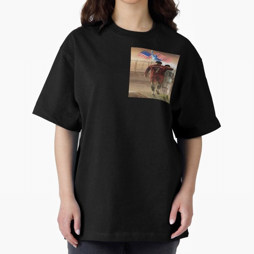 Ronaldo & messi 7_10 football USA sports top quality redbubble Oversized T-Shirt Discover Global Football Passion for FIFA World Cup 2026 Group Stage, Capturing Messi and Cristiano Ronaldo, Spain and Netherlands, Stadium Chants, National Pride,