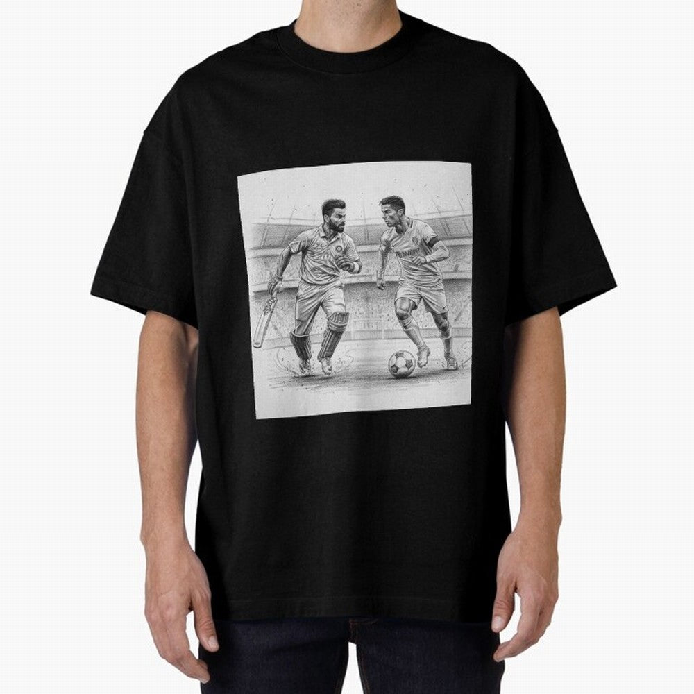 Virat and Ronaldo Oversized T-Shirt Celebrate Supporters United by FIFA World Cup 2026 USA Canada Mexico for Fans of CR7 and England, France and Netherlands, Bringing Soccer Culture, Superstar Moments, National Team Dreams and Competitive Fire;