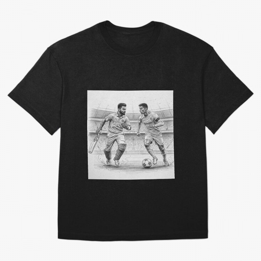 Virat and Ronaldo Oversized T-Shirt Celebrate Supporters United by FIFA World Cup 2026 USA Canada Mexico for Fans of CR7 and England, France and Netherlands, Bringing Soccer Culture, Superstar Moments, National Team Dreams and Competitive Fire;