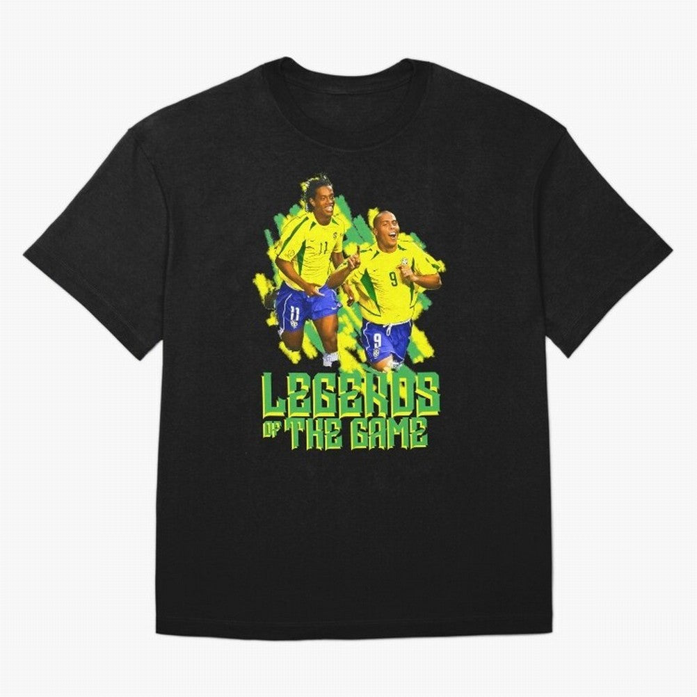 Ronaldinho and ronaldo brazil football print Oversized T-Shirt Celebrate the Magic of the FIFA World Cup 2026 Journey through CR7 and Messi Highlights, Brazil Pride, Vintage Soccer Flavor, Modern Football Stars, National Flags and Final Night